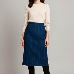Pendleton Blue Plaid Wool Midi Skirt‎ Y2K Academia - Size 8